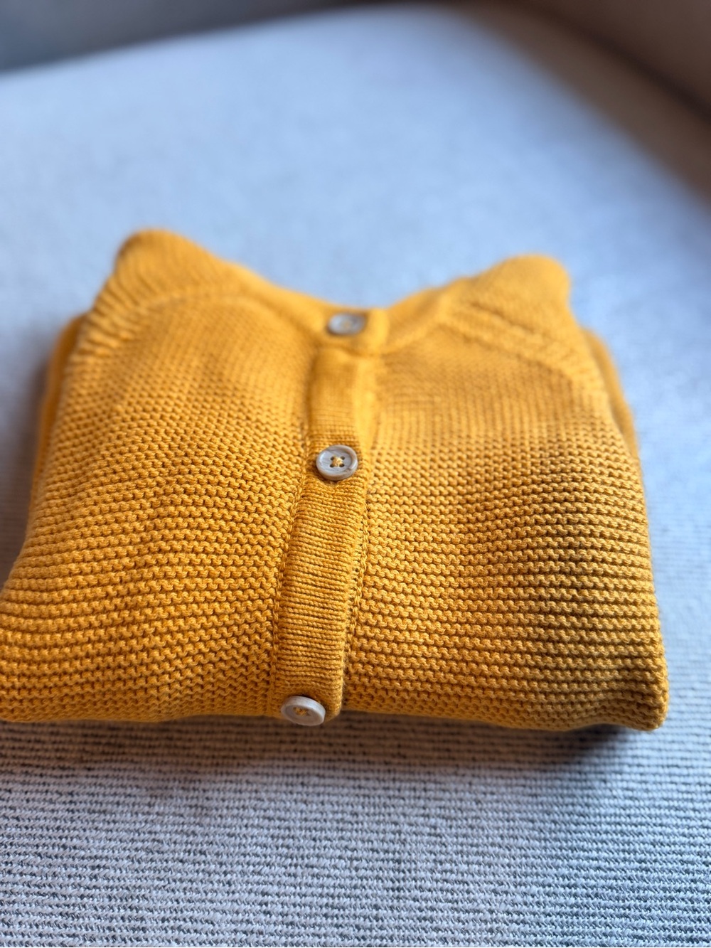Women's Mustard Button-Front Knit Sweater